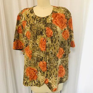 Plus Size VTG Floral & Animal Print Blouse